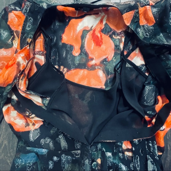 GUESS Sequin Floral Print Long Sleeve Maxi Dress - Picture 11 of 15